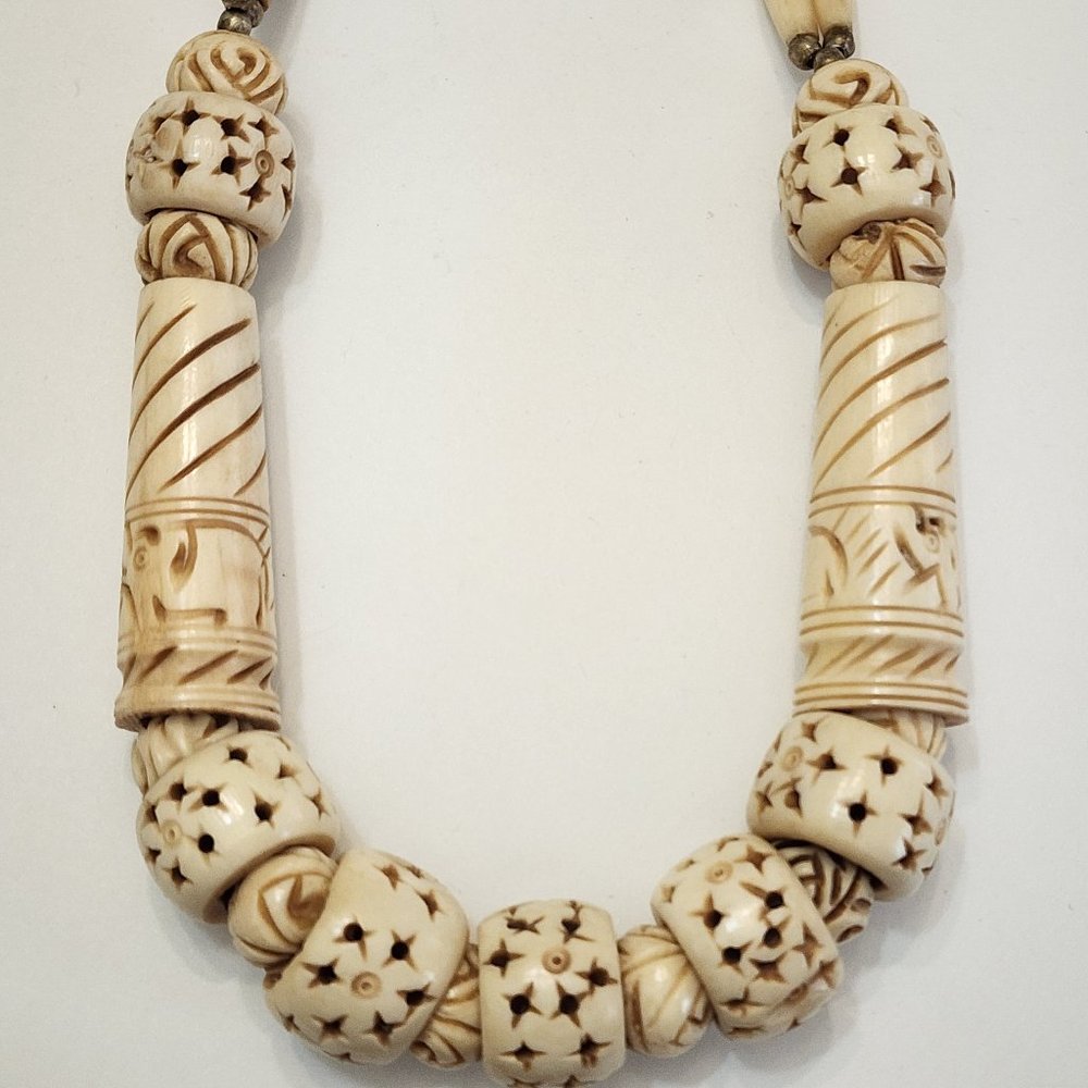 Vintage Carved Bone Necklace